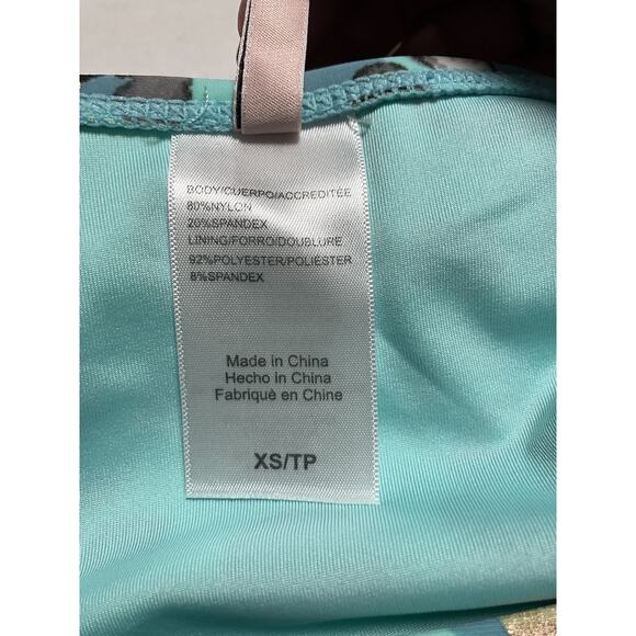 Womens Girls BCBG Two Piece Swim Suit Bikini Swimwear Abstract Print Teal XS EUC - Picture 9 of 15